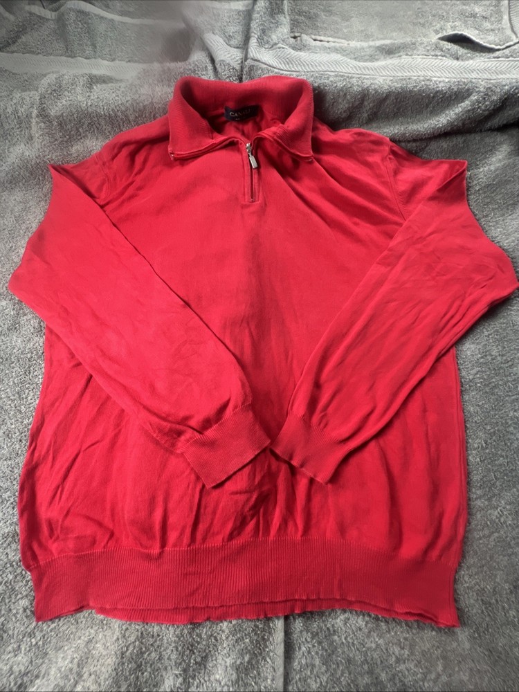 Canali 1/4 Zip 100% Cotton Pullover Sweater Made In Italy Size 52 Large