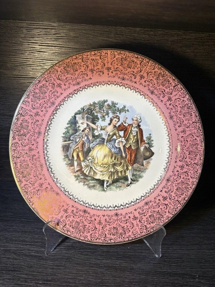 Salem China Co Imperial Service Decorative Victorian Plate Pink Gold Round