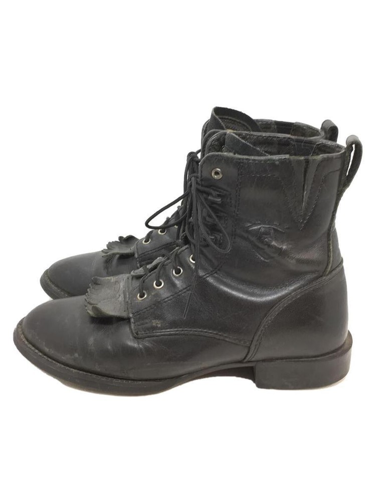 Lace-Up Boots/Us7/Blk/Leather/Vintage/Used 535