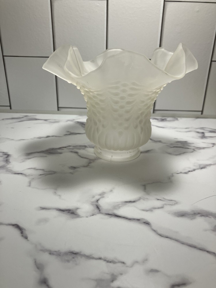 Vintage Frosted Ruffle Pattern Glass Ceiling Fan Lamp Shade 4 1/2”H X 5 3/4”W