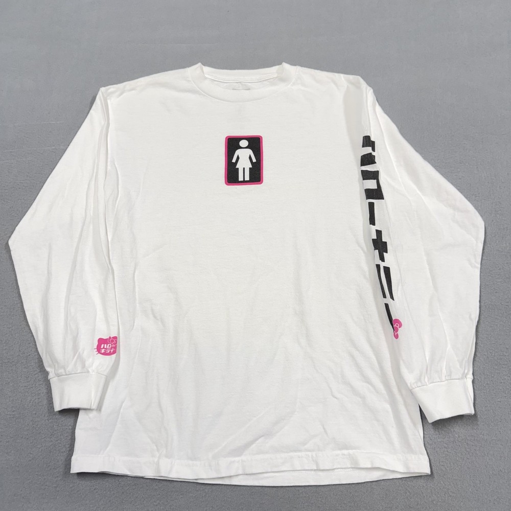 Sanrio Hello Kitty Shirt Mens Medium White Long Sleeve Girl Skateboards Tee