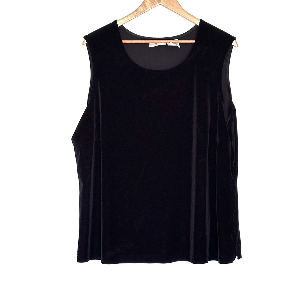 Jaclyn Smith Plus Shirt Women’s 2X Black Velvet Sleeveless Pullover Top