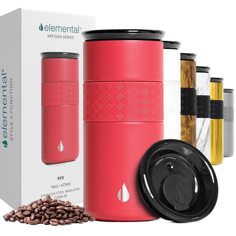 Artisan Insulated Tumbler, Triple Wall Coffee Travel Mug, Reusable Stainless ...