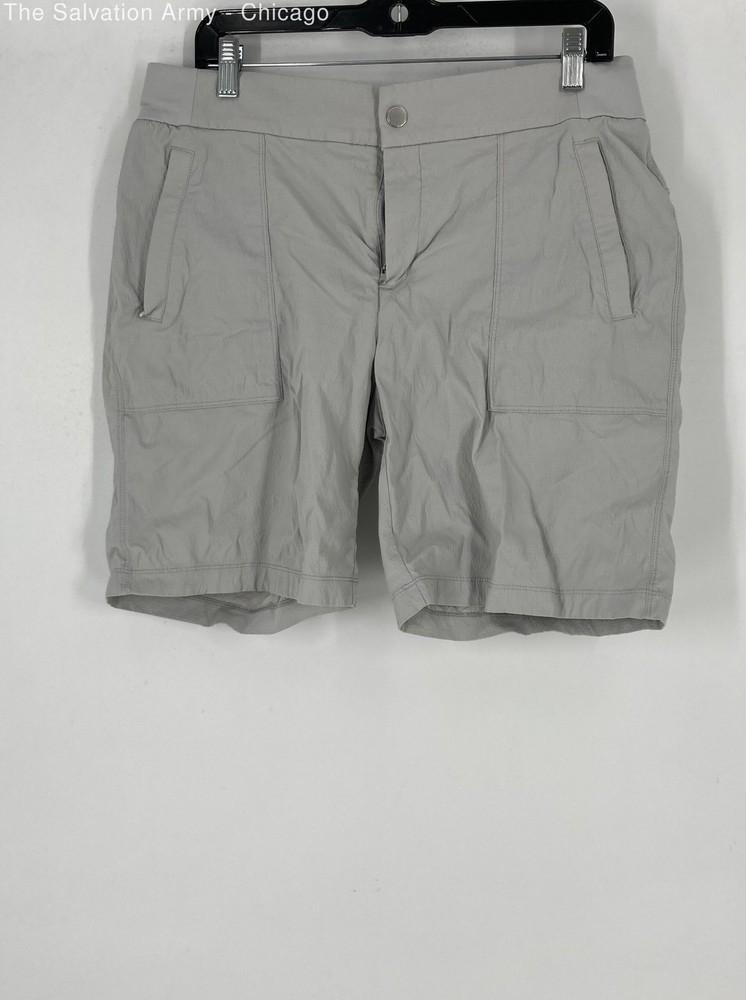 Athleta Womens Gray Pockets Flat Front Activewear Hiking Athletic Shorts Size 12