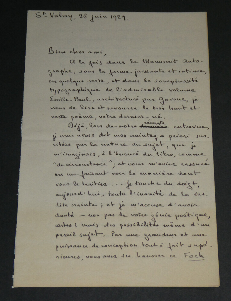 Théo Varlet - Poet - SIGNED AUTOGRAPH LETTER - FOCH - 1929 - 3 Pages