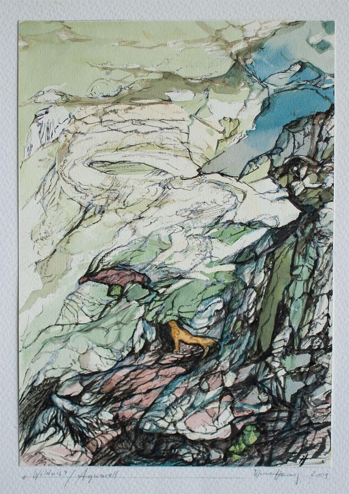 Werner Hennig landscape abstract Leipzig graphic exchange East Germany Art Watercolour-image