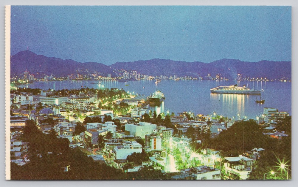 Acapulco Mexico Panoramic City View Cruise Ship Vintage Postcard