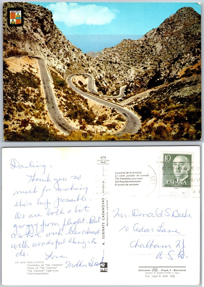 Continental Mountain Road Mallorca Spain Postcard