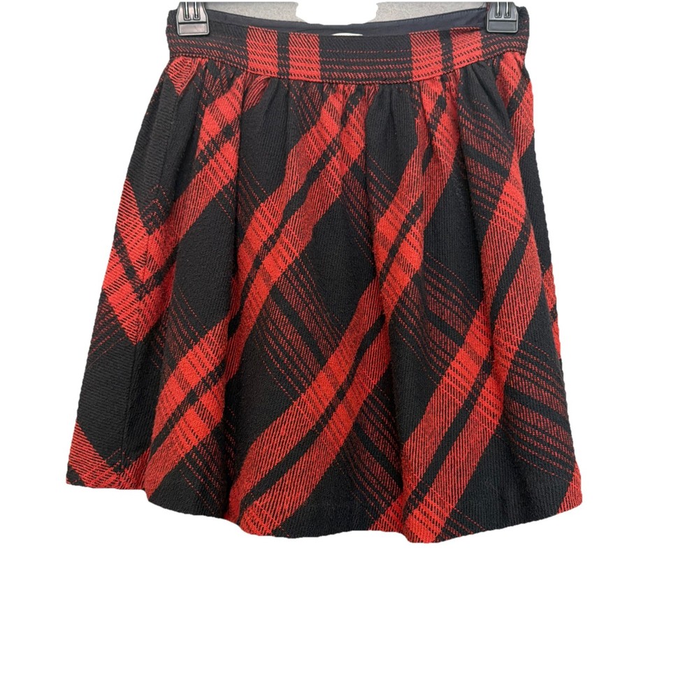 Joie By Anthropologie Red And Black Plaid Mini Skirt Y2K Punk Schoolgirl  Sz S
