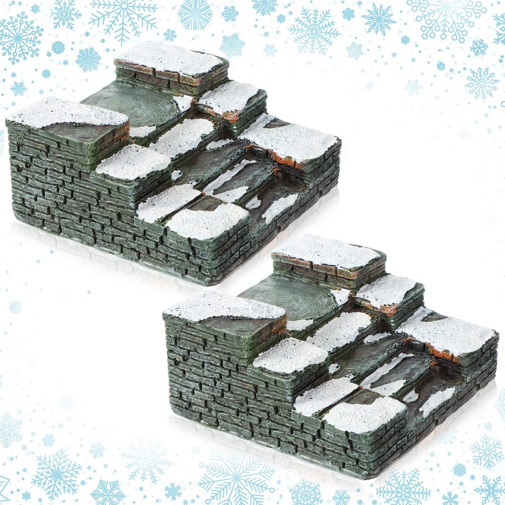 2 Pcs Christmas Limestone Steps Accessory Figurine Christmas Village Accessor...