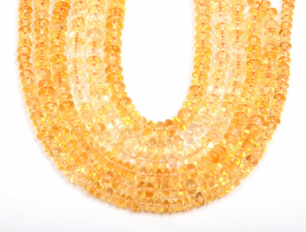 Best Citrine Gemstone 13-Inch Strand 3-4mm Rondelle Beads for Christmas Gifts