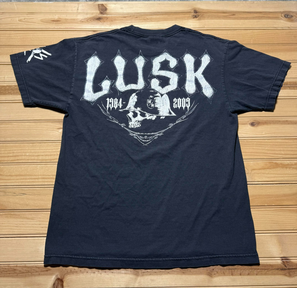 Metal Mulisha Lusk Memorial In Gods Hands Skull Pilot Helmet Grunge Shirt Medium