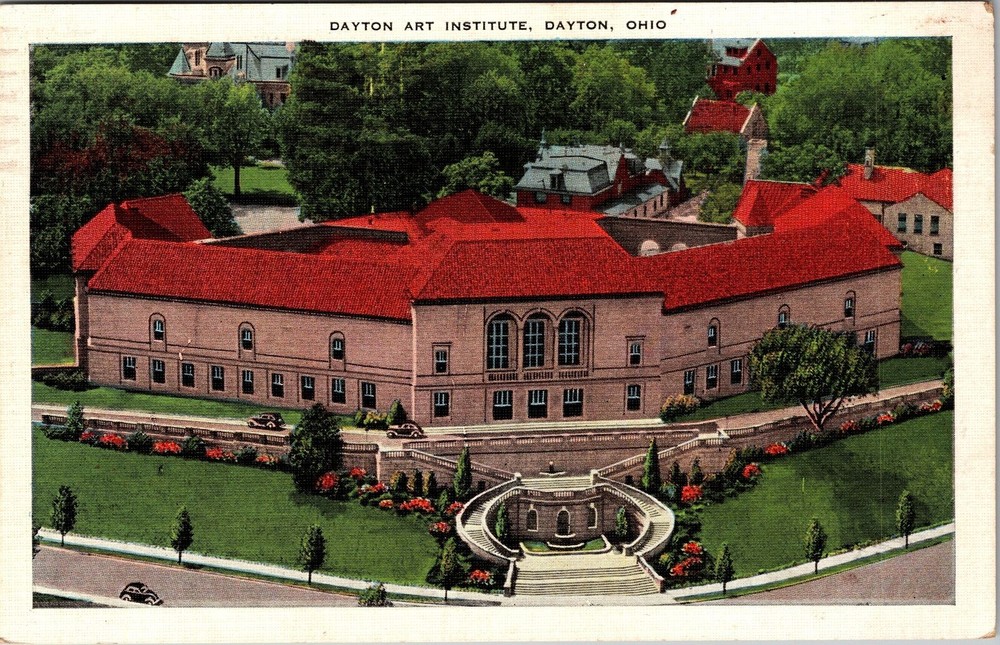 Dayton OH-Ohio, Dayton Art Institute, Aerial, Vintage Postcard
