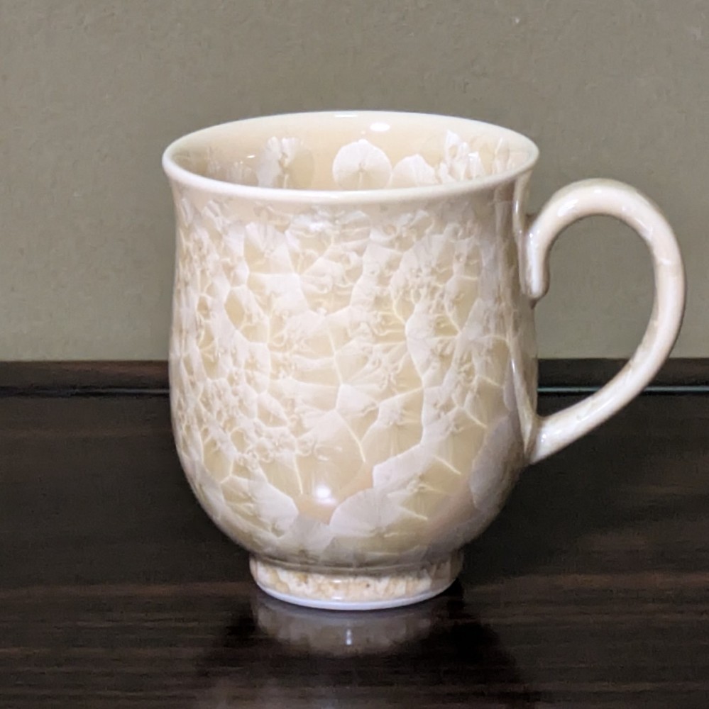 Kyoto Kiyomizu ware, Japanese Mug (Tea cup, Coffee cup) Flower Crystal Yellow