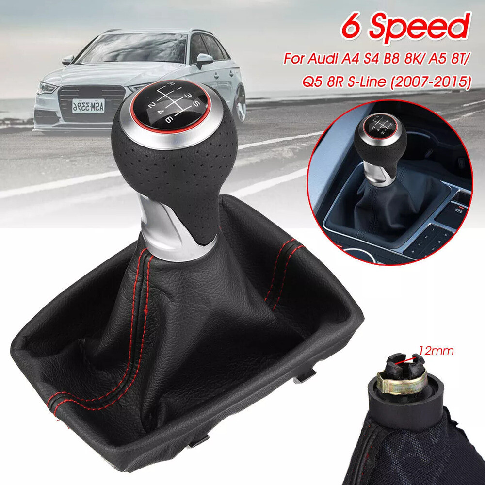 For Audi 2007-2015 A4 S4 B8 8K S-Line 6 Speed Gear Shift Knob Gaitor PU Leather