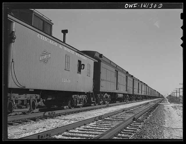 Chicago North Western Railroad Freight Train 1943 Jan Main Line Passby