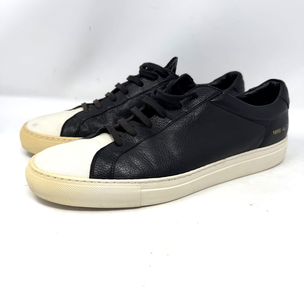 Common Projects Achilles Low 7547 Black Leather White Shoe Mens EU 44 US 11-image