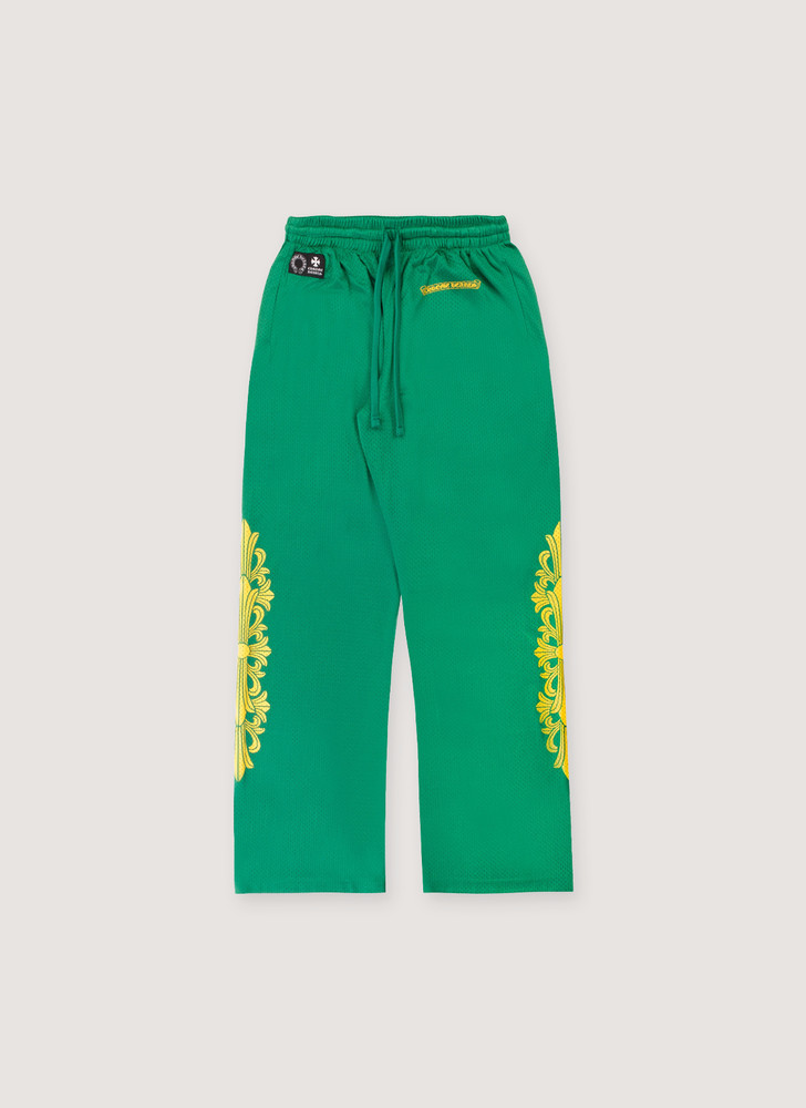 Chrome Hearts Floral Mesh Jersey Pants Green Gold