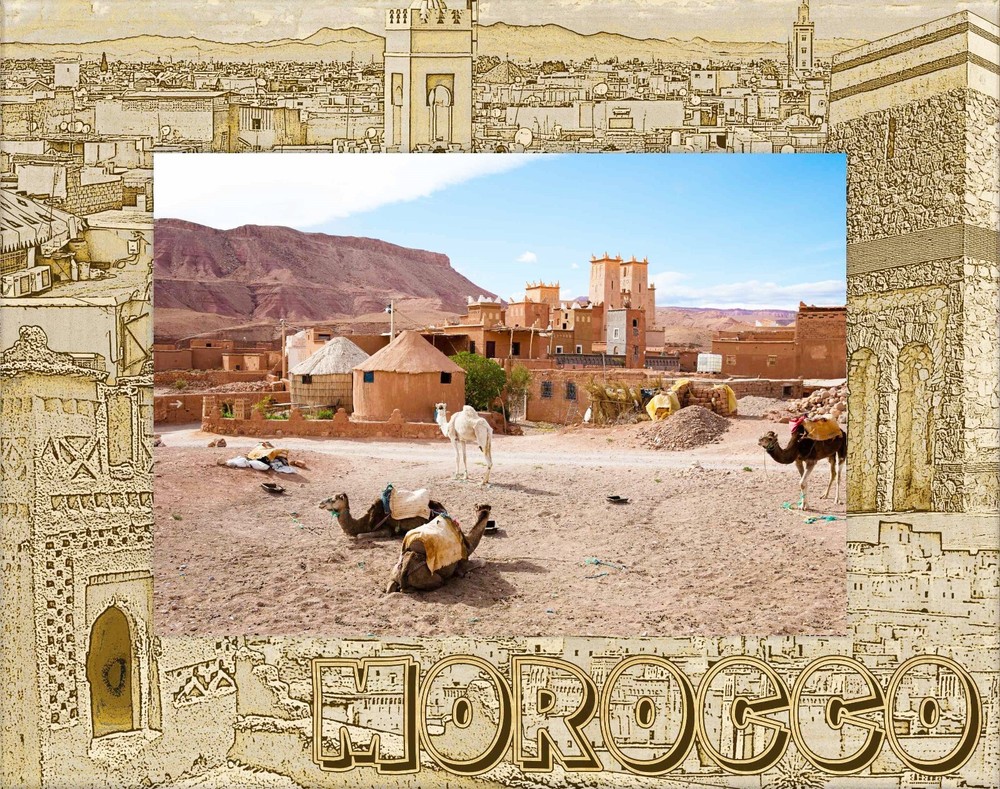 Morocco Laser Engraved Wood Picture Frame Landscape (4 x 6)