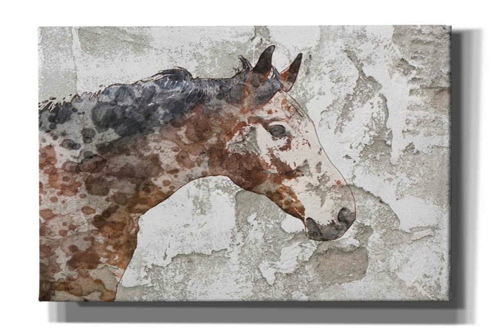 Epic Graffiti 'Rustic Brown Horse' by Irena Orlov, Giclee Canvas Wall Art