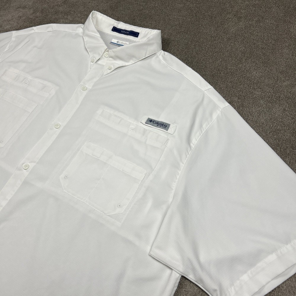 Columbia PFG Shirt Mens 3XT White Omni Shade Short Sleeve Vented Fishing Tamiami