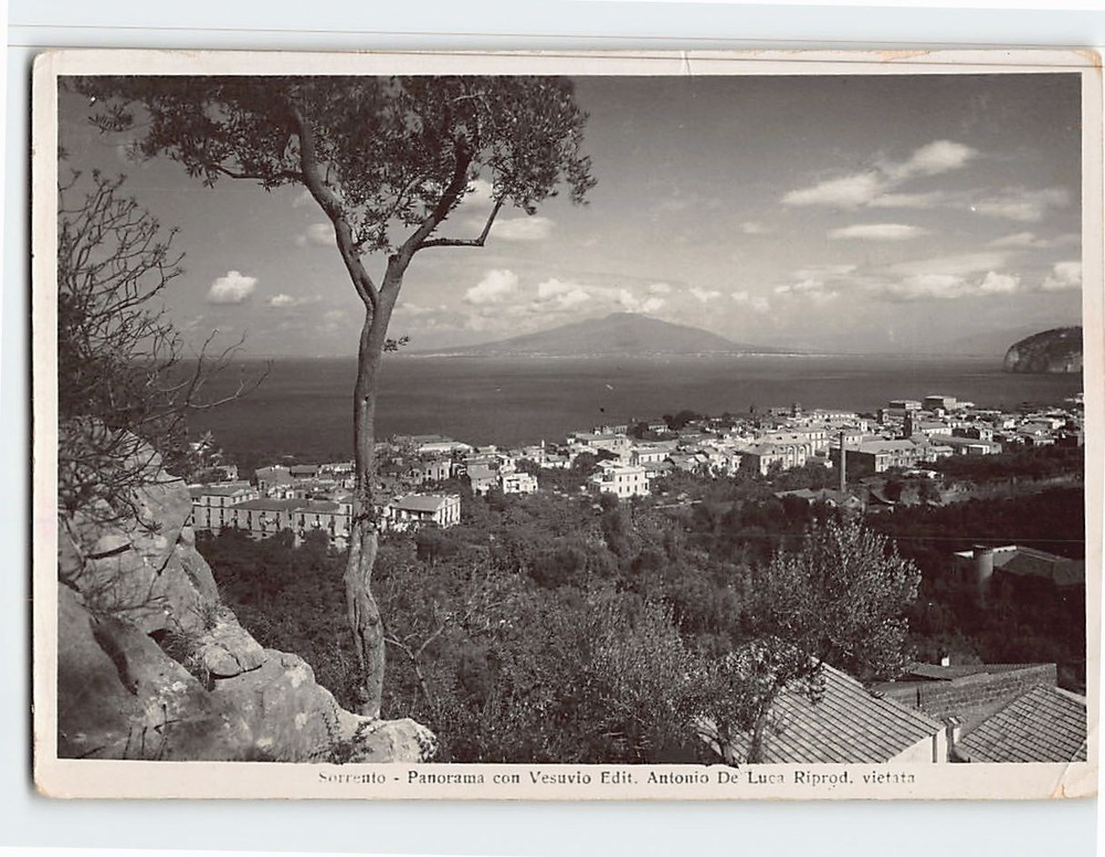 Postcard Panorama Con Vesuvio Edit Antonio De luca Riprod Vietata Sorrento Italy