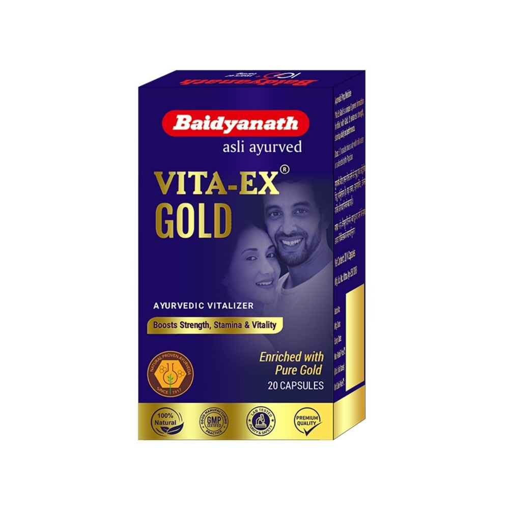 Baidyanath Vita Ex Gold Capsules – Pure Himalayan Shilajit & Ashwagandha – 20 Caps  