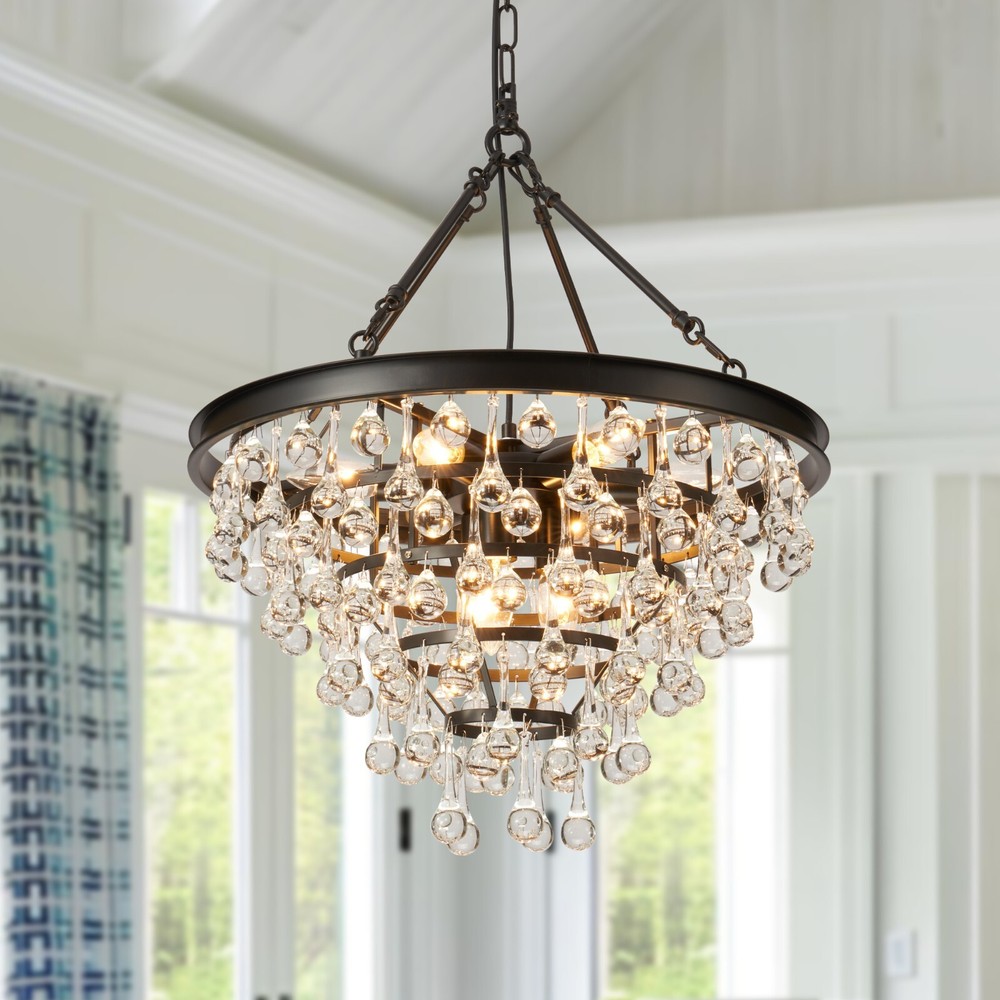 Modern 9-Light Crystal Raindrop Chandelier Pendant Ceiling Lamp Fixture