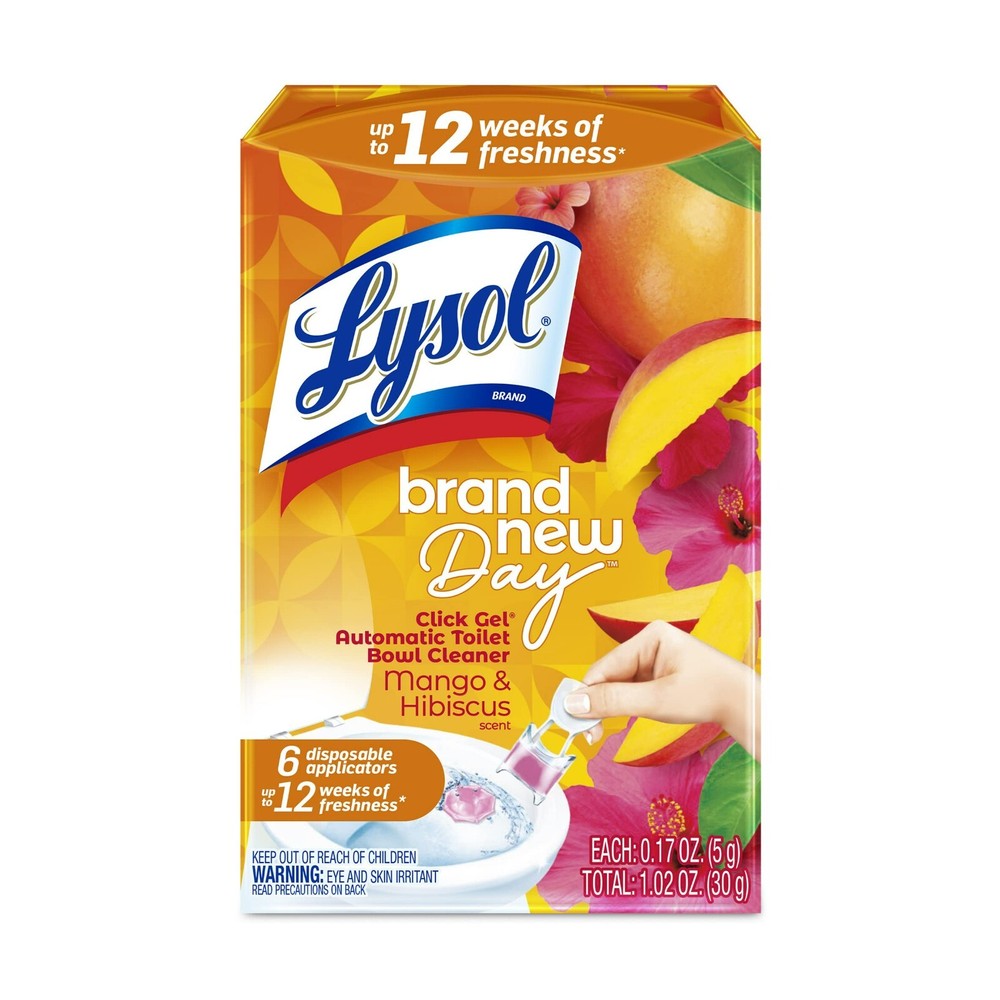 Click Gel Toilet Cleaner, Mango & Hibiscus, 6 Count, Ships in 3-5 Days