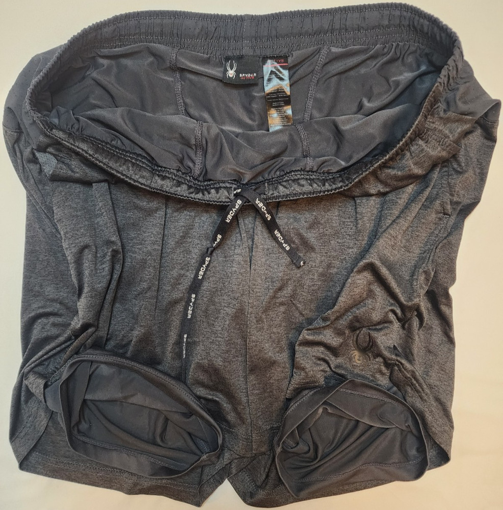 Spyder Active Proweb Men's XL Grey 2 in 1 Athletic Performance Stretch Shorts