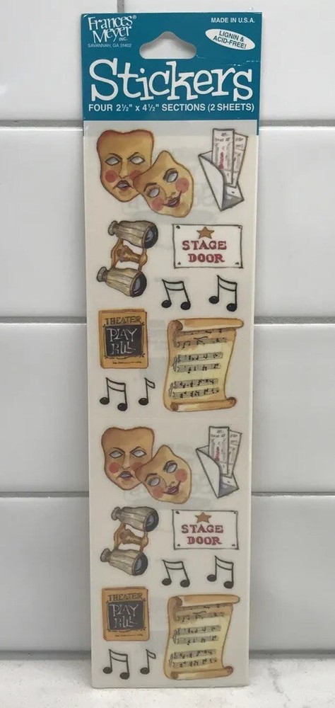VTG Frances Meyer Stickers Theatre NOS 2 Sheets USA Acid Free Scrapbooking/Cards-image