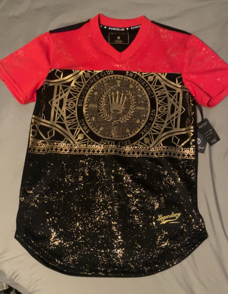 Switch Remarkable Men's Graphic T-Shirt Black Red Gold Foil S V-Neck