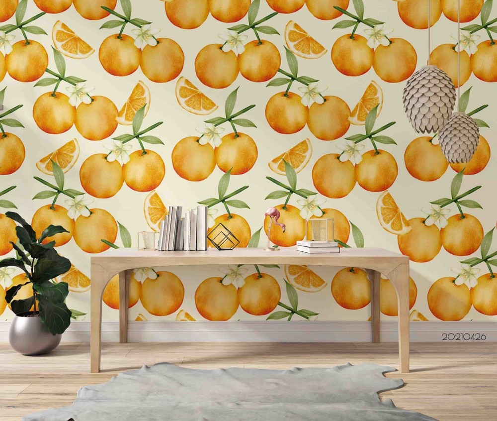 3D Fruit Orange Pattern Wall Murals Wallpaper Murals Wall Sticker