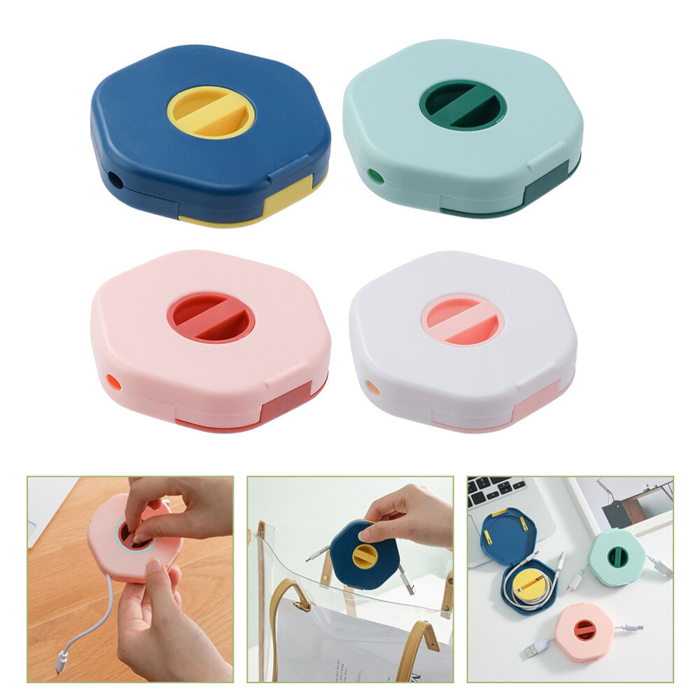 4 Pcs Cable Reel Data Storage Box Holder Charging Organizer