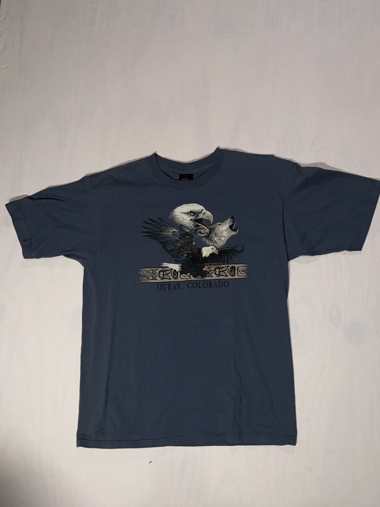 Vintage Colorado Prairie Mountain Adult XL T Shirt 90s Nature Tee Eagle Wolf