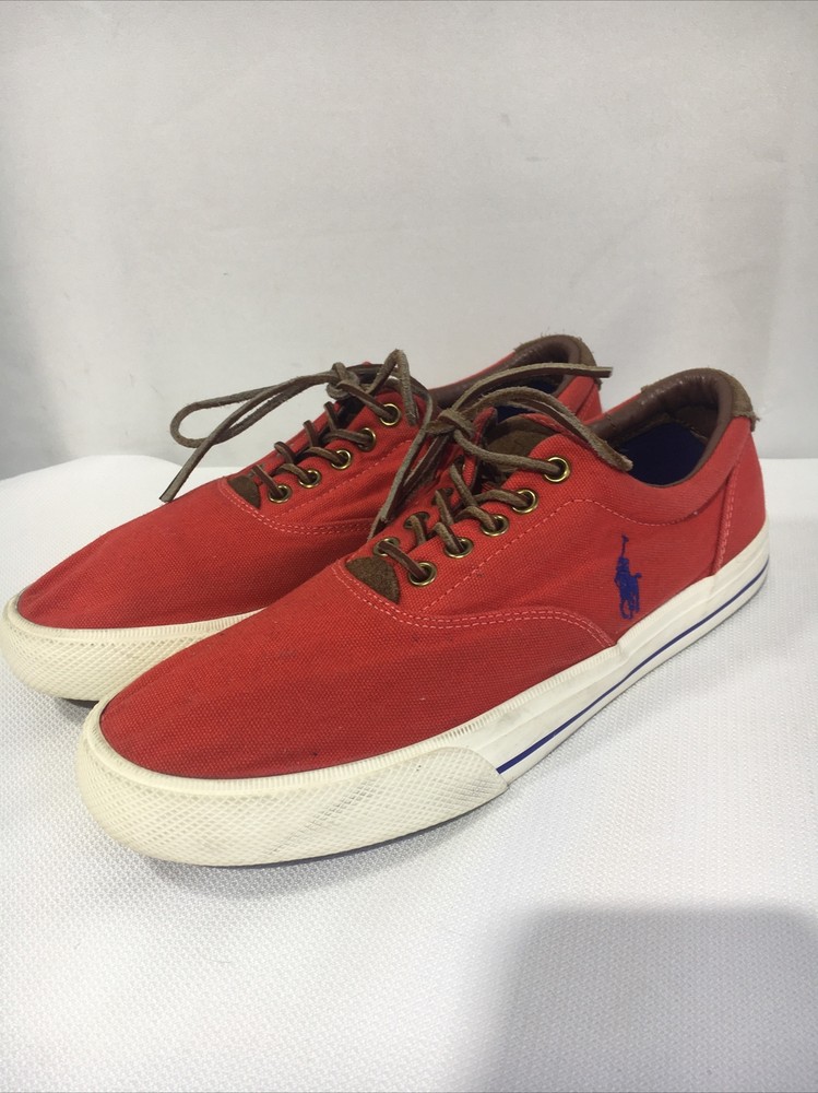 Polo Ralph Lauren Men's Paxon Low Canvas Sneakers Tennis Shoes Mens Sz 9D Red .