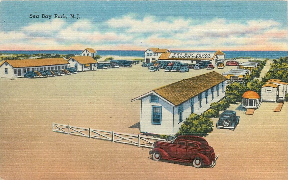1940s Sea Bay Park New Jersey occupation autos Tichnor Postcard 26-4057