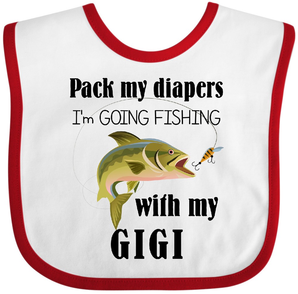 Inktastic Pack My Diapers I Am Going Fishing With Gigi Baby Bib Birthday Shower