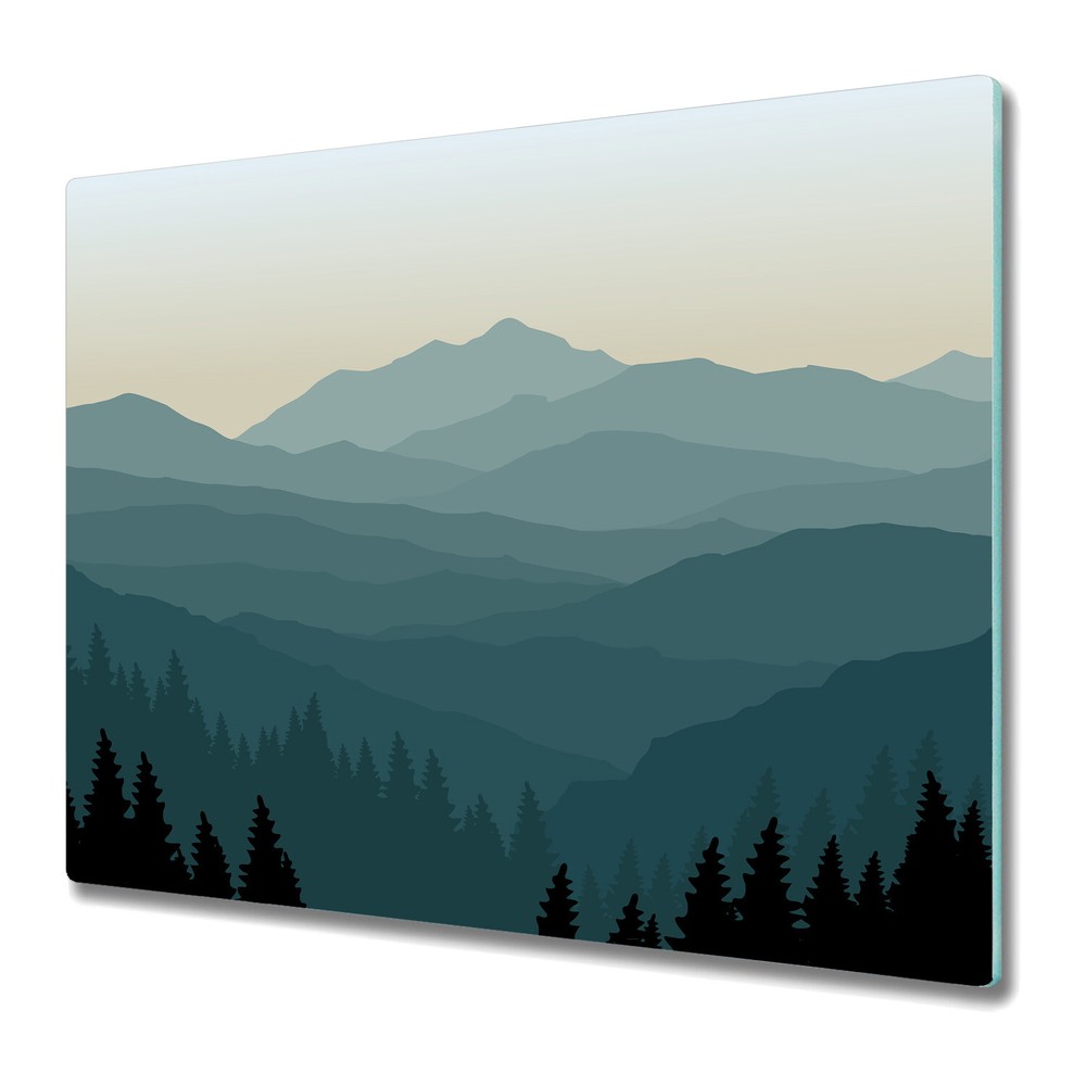 Glass Chopping Cutting Board Worktop Saver Mountains Gloomy Trees 60x52