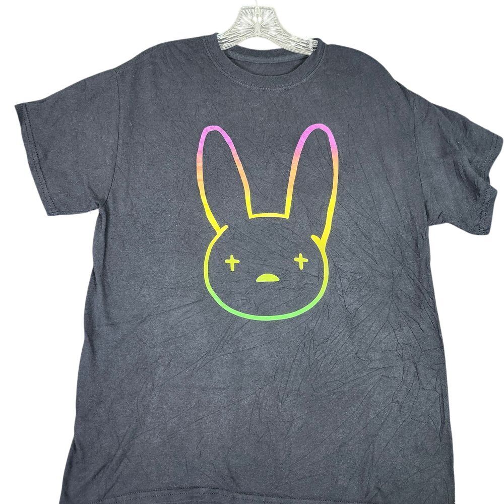 Bad Bunny Rainbow Gradient Bunny Face Concert Tour T-Shirt Graphic Band Tee