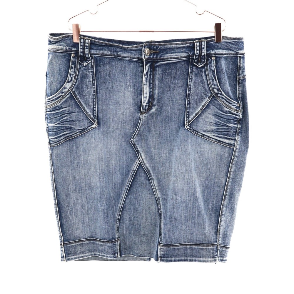 Lane Bryant Denim Pencil Skirt Women's 20 Blue Y2K Style Casual Weekend Coastal
