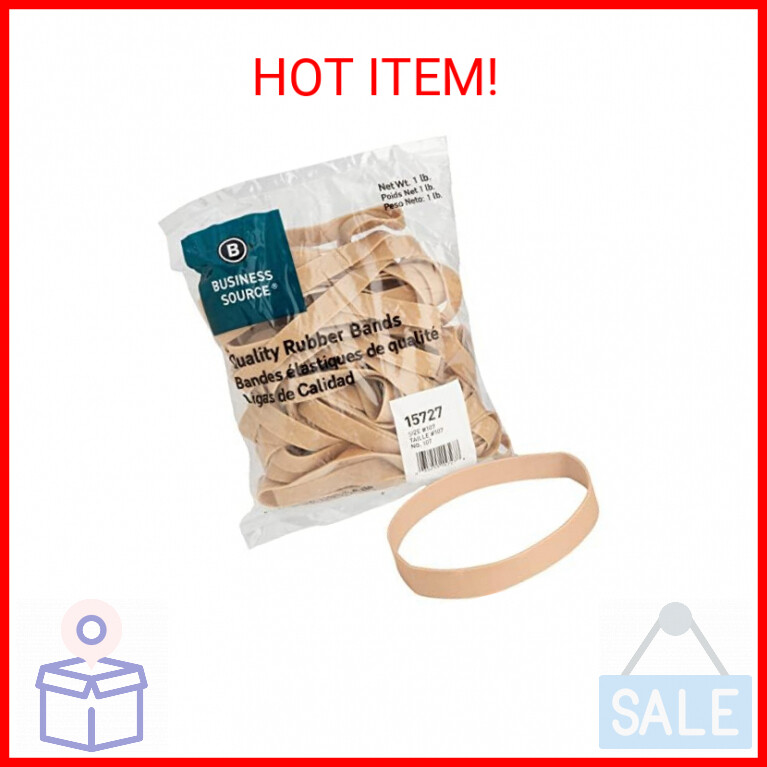 Business Source 15727 Rubber Bands,Size 107,1 lb./BG,7-Inch x5/8-Inch ,Natural C