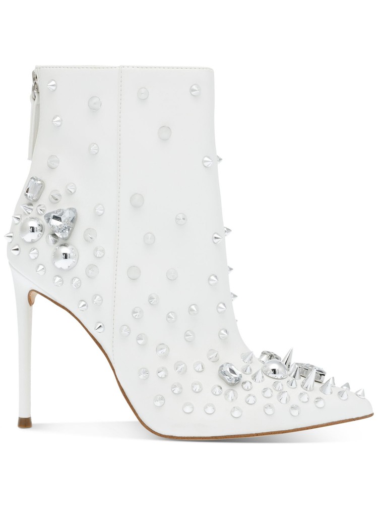 STEVE MADDEN Womens White Studded Viceroy Pointed Toe Stiletto Booties Size 5.5 Medium