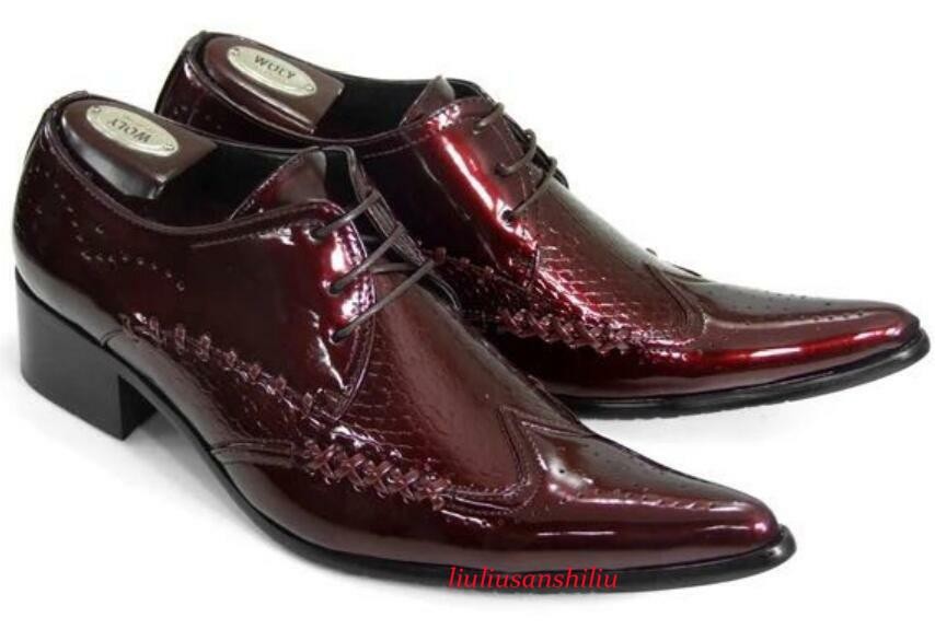 Mens Real Leather Dress Formal Business Shoes Pointy Toe Party Carved Oxfords Sz