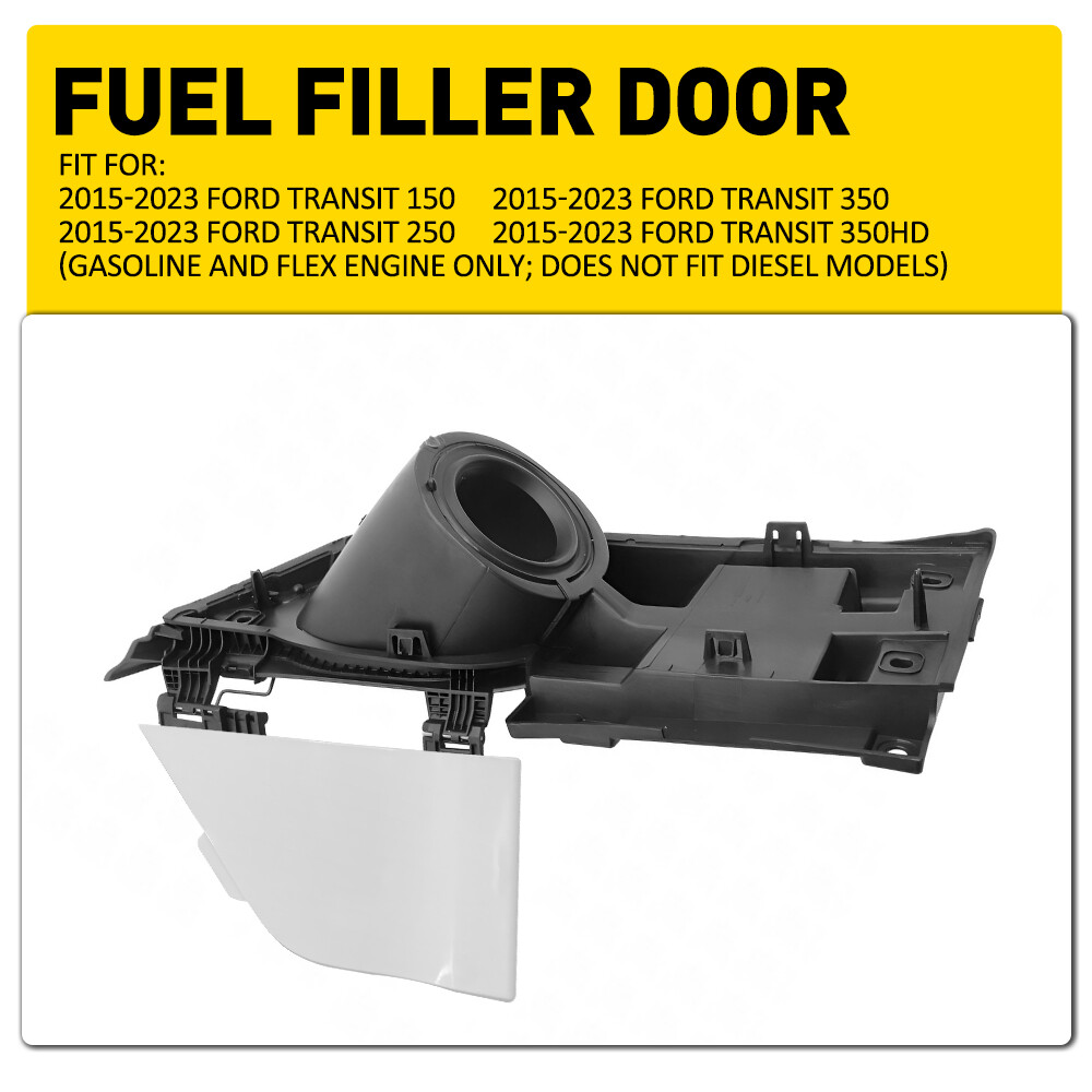 For 15-23 Transit Ford Van 150 250 Fuel Door Filler Housing + Gas Cover White