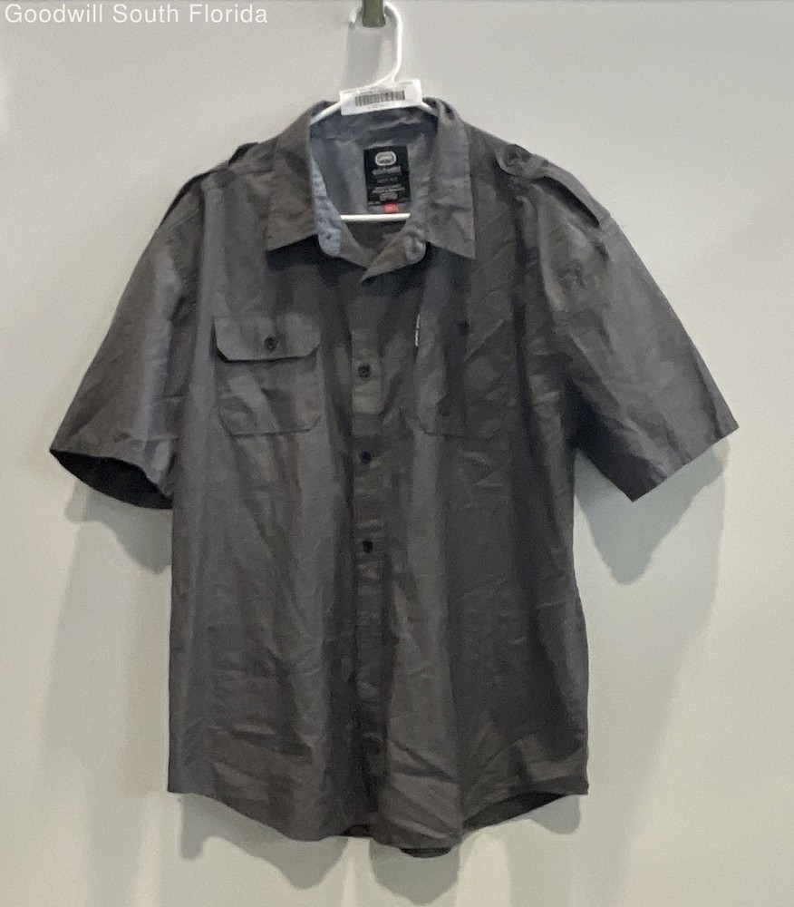 Ecko Unltd Mens Gray Short Sleeve Collared Dual Pockets Button-Up Shirt Size 2XL