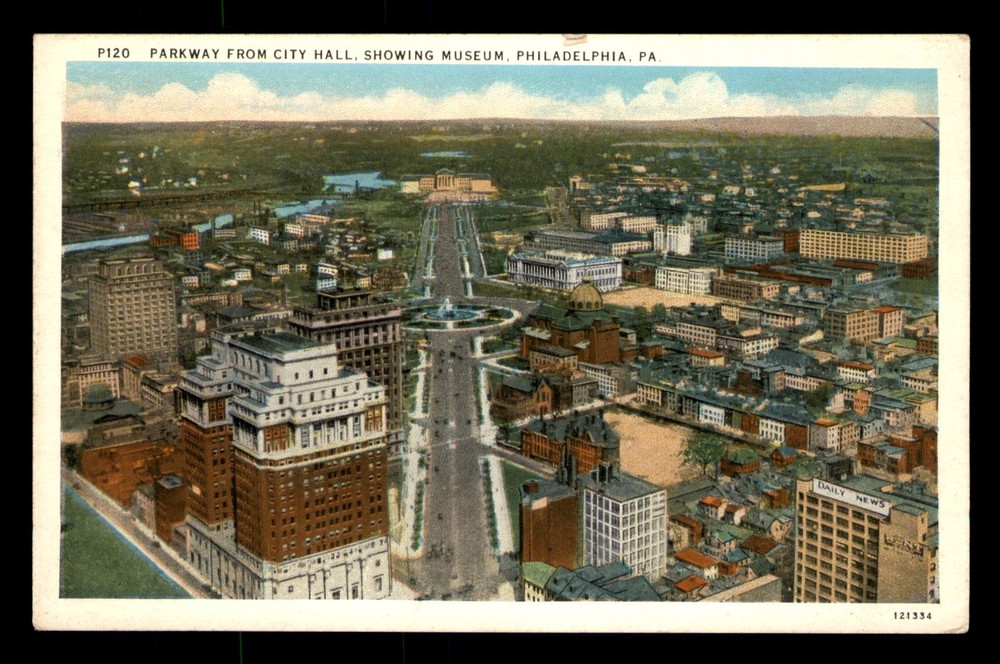 Parkway From City Hall Showing Museum Philadelphia PA Unp Postcard