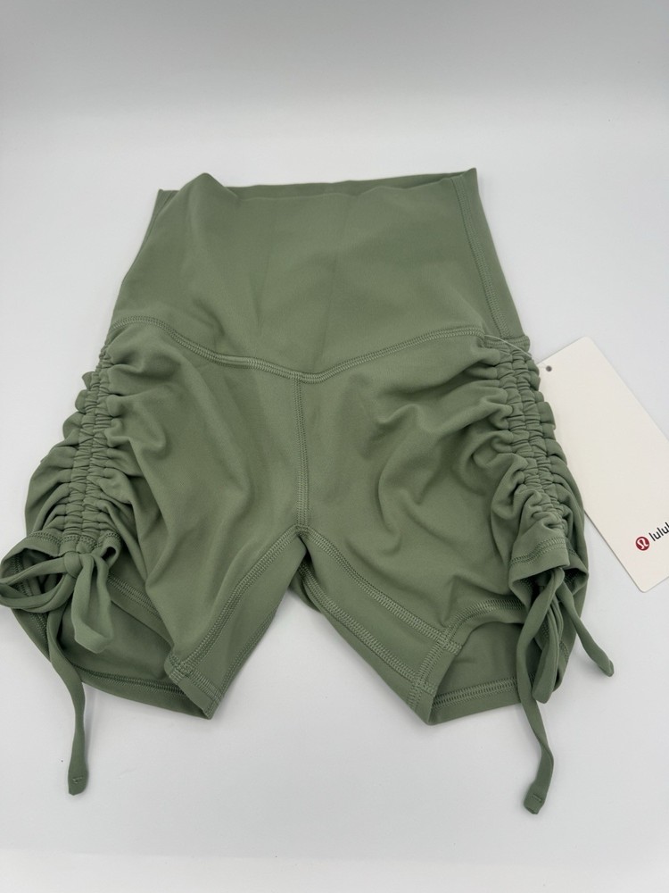 Brand New W Tags Lululemon Ruched Shorts For Yoga, Sage Green Size 0