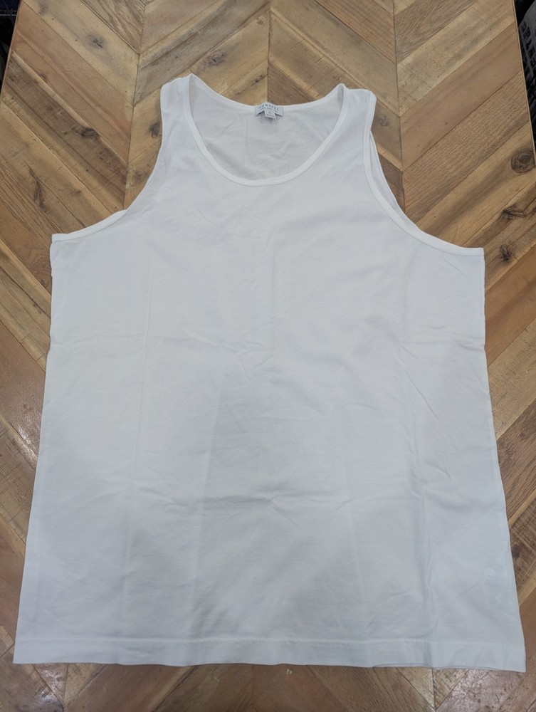 Sunspel Men's White Tank Top Undershirt Size XL 100% Cotton