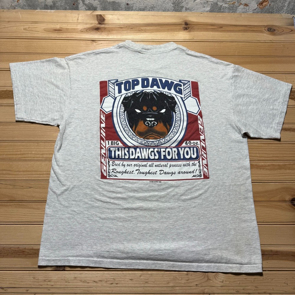 Vintage 1996 Top Dawg Rottweiler Single Stitch Graphic Heather T-Shirt Men's XL